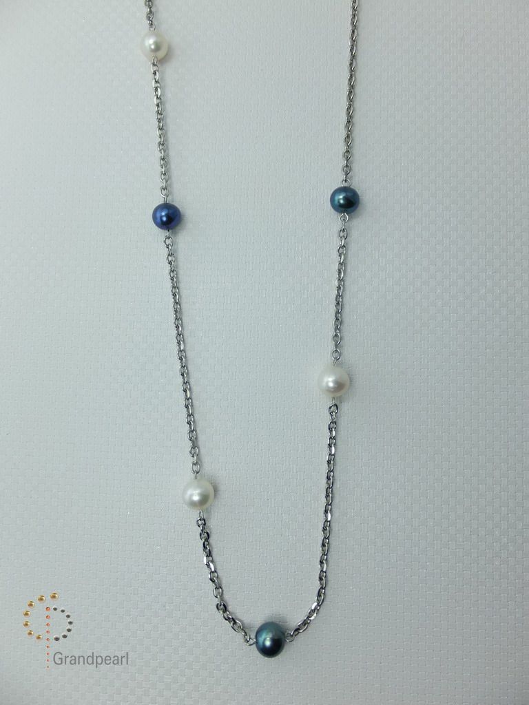 PNA-067 Pearl Necklace with Sterling Silver Chain