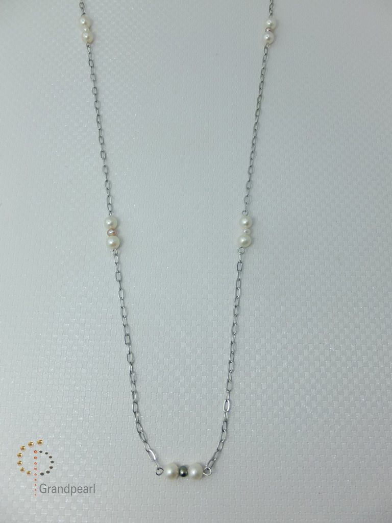 PNA-016 Pearl Necklace with Sterling Silver Chain