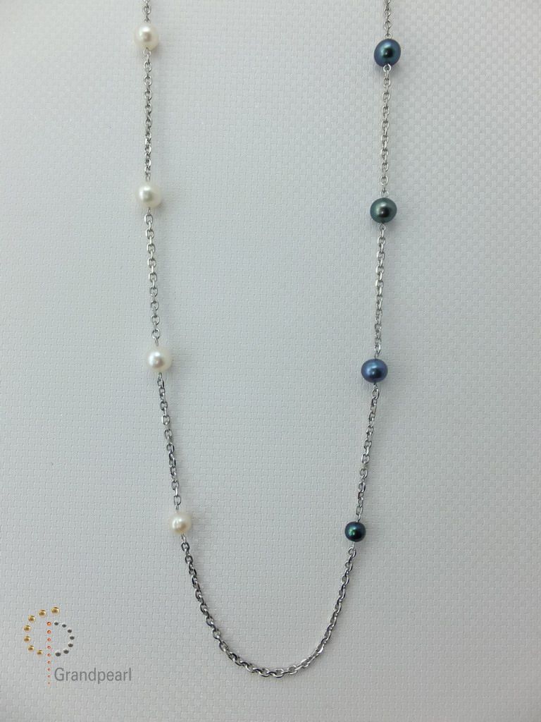 PNA-055 Pearl Necklace with Sterling Silver Chain