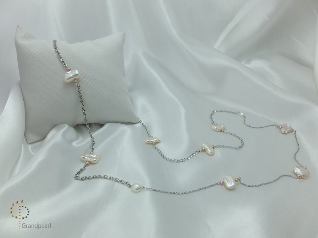 PNA-088 Pearl Necklace with Sterling Silver Chain