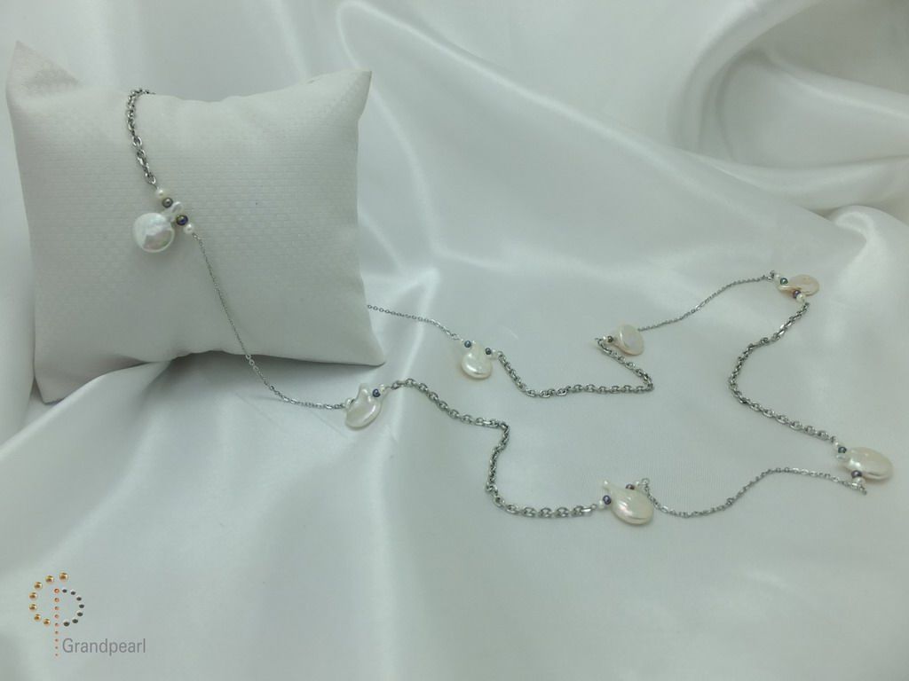 PNA-077 Pearl Necklace with Sterling Silver Chain