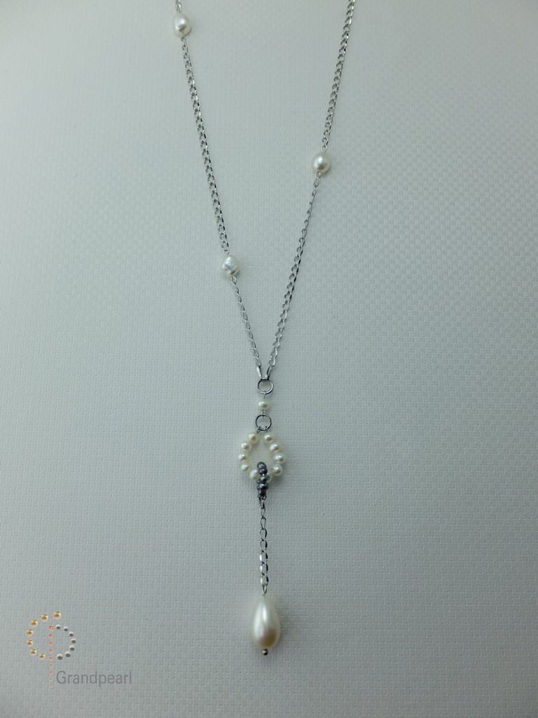 PNA-081 Pearl Necklace with Sterling Silver Chain