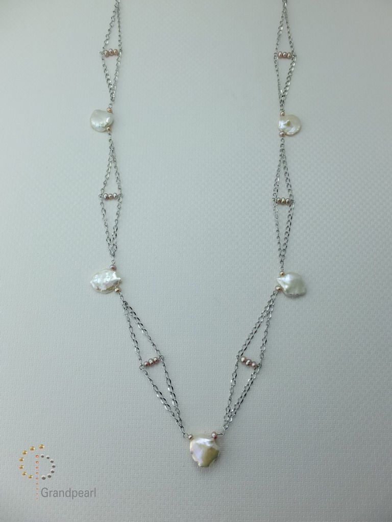 PNA-079 Pearl Necklace with Sterling Silver Chain