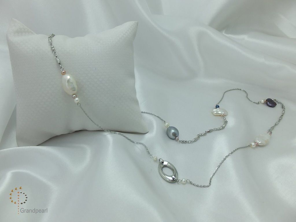 PNA-082 Pearl Necklace with Sterling Silver Chain
