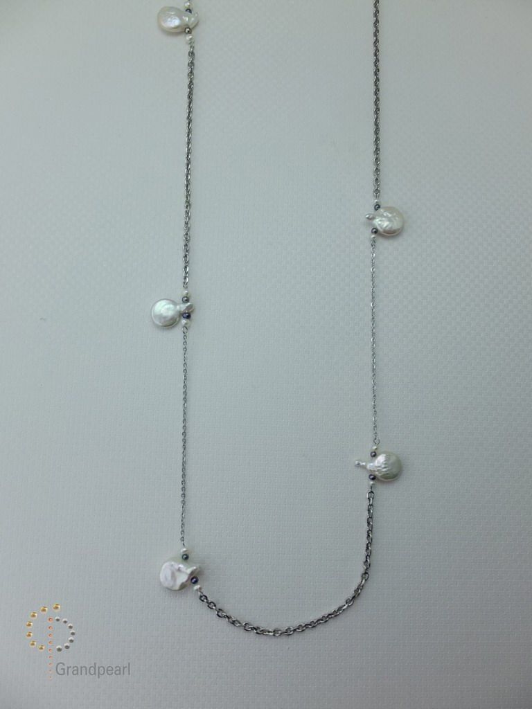 PNA-077 Pearl Necklace with Sterling Silver Chain