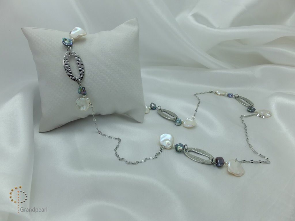 PNA-091 Pearl Necklace with Sterling Silver Chain