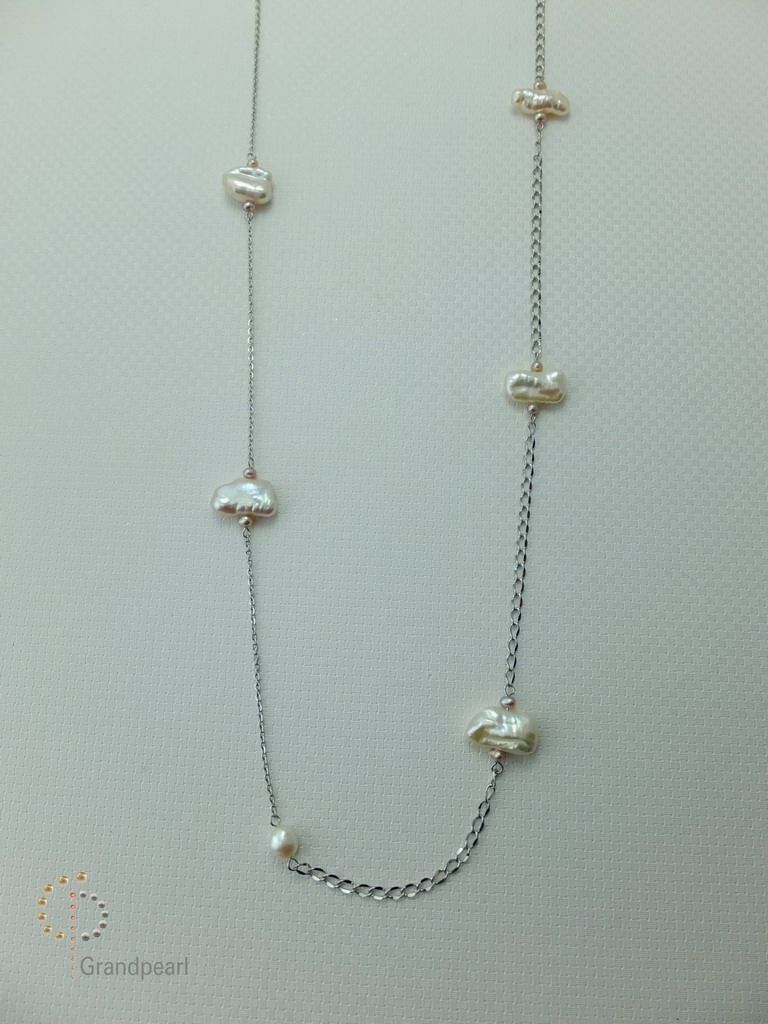 PNA-088 Pearl Necklace with Sterling Silver Chain