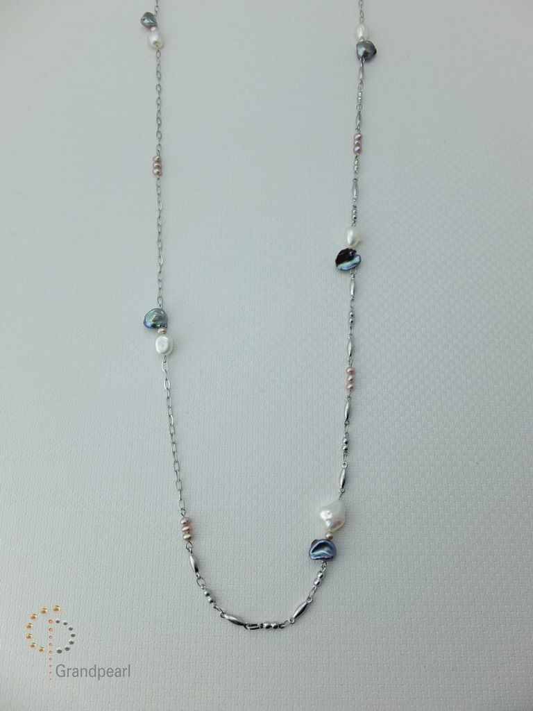 PNA-089 Pearl Necklace with Sterling Silver Chain