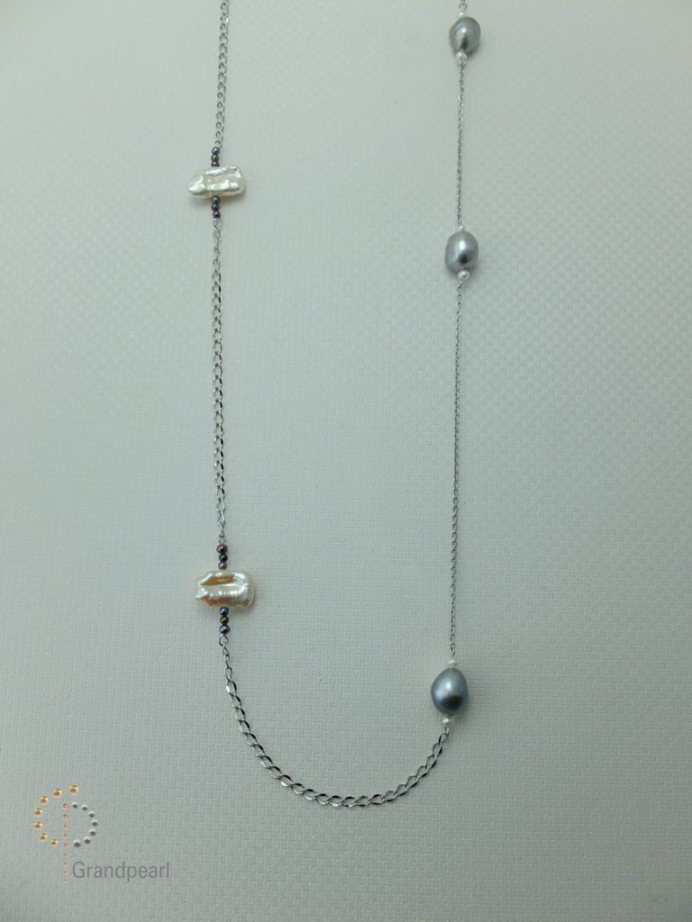 PNA-087 Pearl Necklace with Sterling Silver Chain