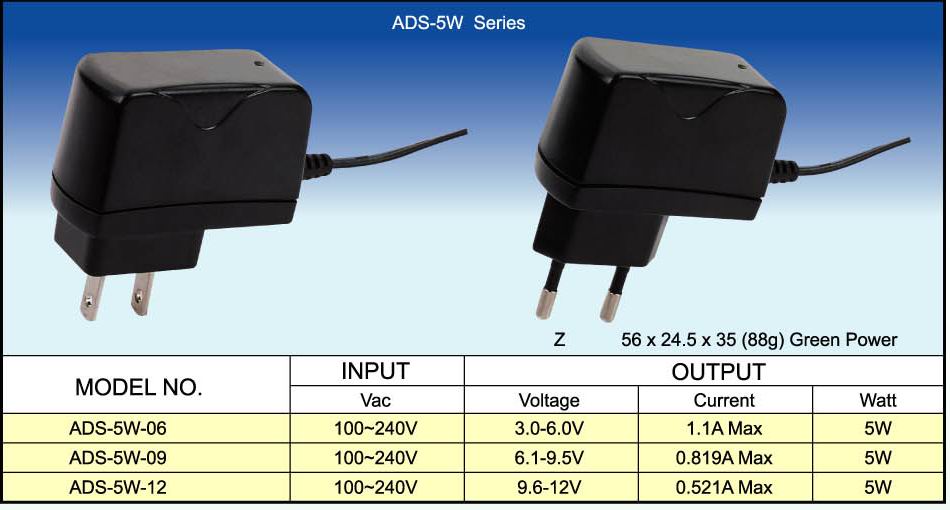 power supply, adapter, adaptor 10w series