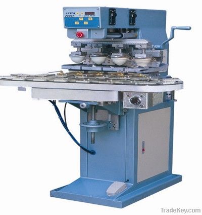 Pneumatic 4 color pad printer with conveyor