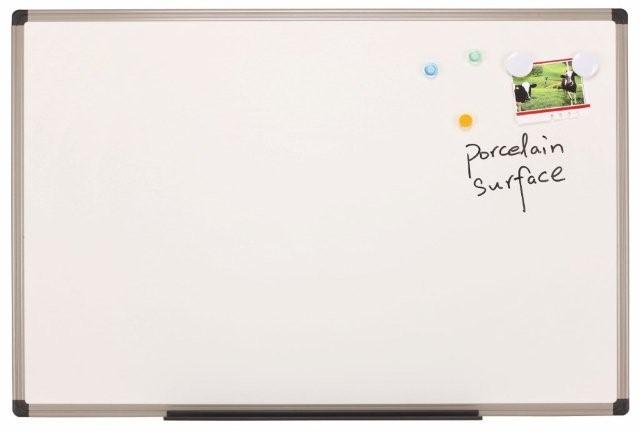 porcelain whiteboard, titanium finish frame