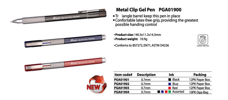 Metal Clip Gel ink pen
