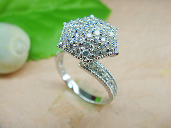 pure silver ring, inlaid zircon