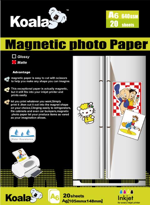 Magnetic Matte sticker paper, inkjet paper, dye ink