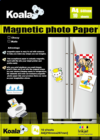 Magnetic Glossy sticker, inkjet paper, dye ink