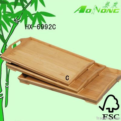 Bamboo serving tray with foldable leg