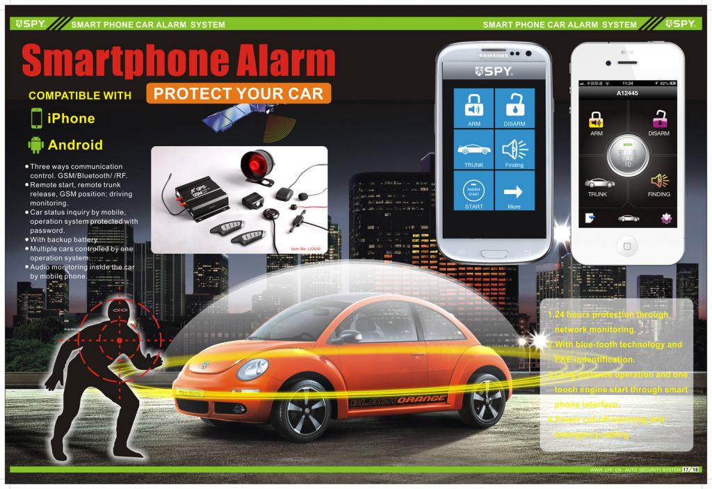 Smartphone car alarm LC630 with PKE function