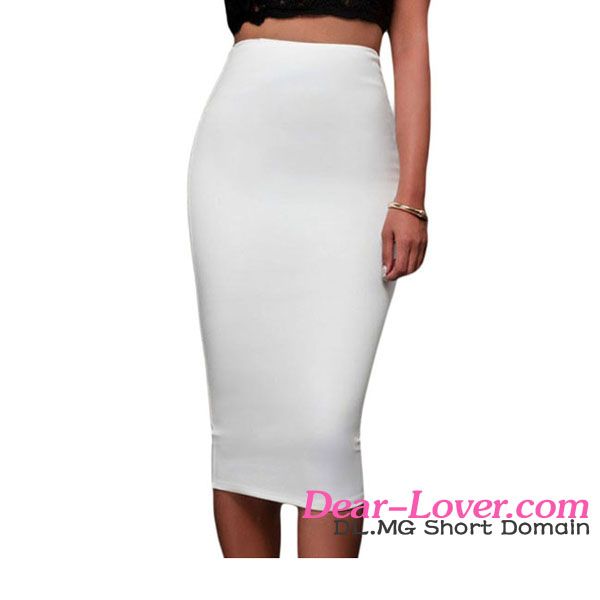 Dear-lover White Super Sleek Zipped Bodycon Skirt