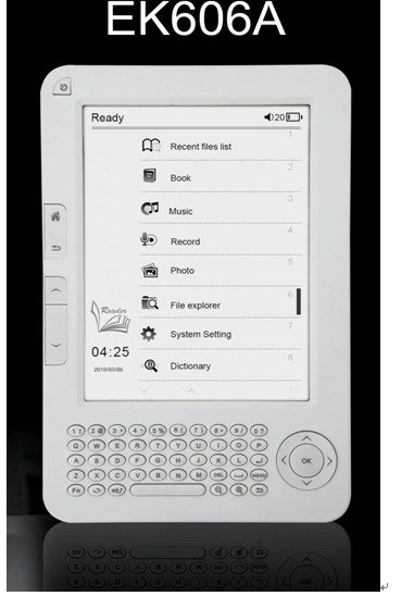6 inch ebook with E-ink screen