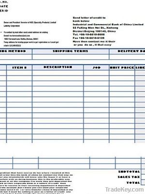 purchase order sheet