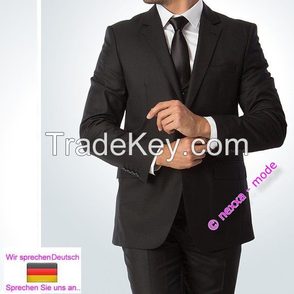 MENS SUIT TWO BUTTON SLIM FIT BLACK DRESS SUIT WHOLESALE WEDDING #2SW