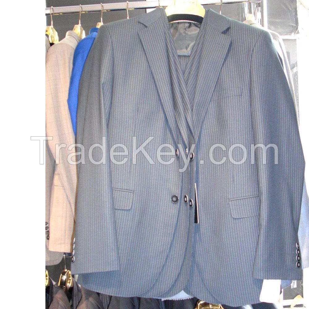 MENS SUIT STRIPES TWO BUTTON SLIM FIT DRESS SUIT WHOLESALE WEDDING #ST4