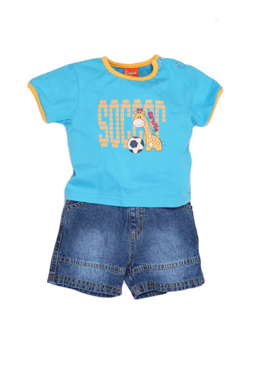 SOCCER Baby Tee with Denim Shorts