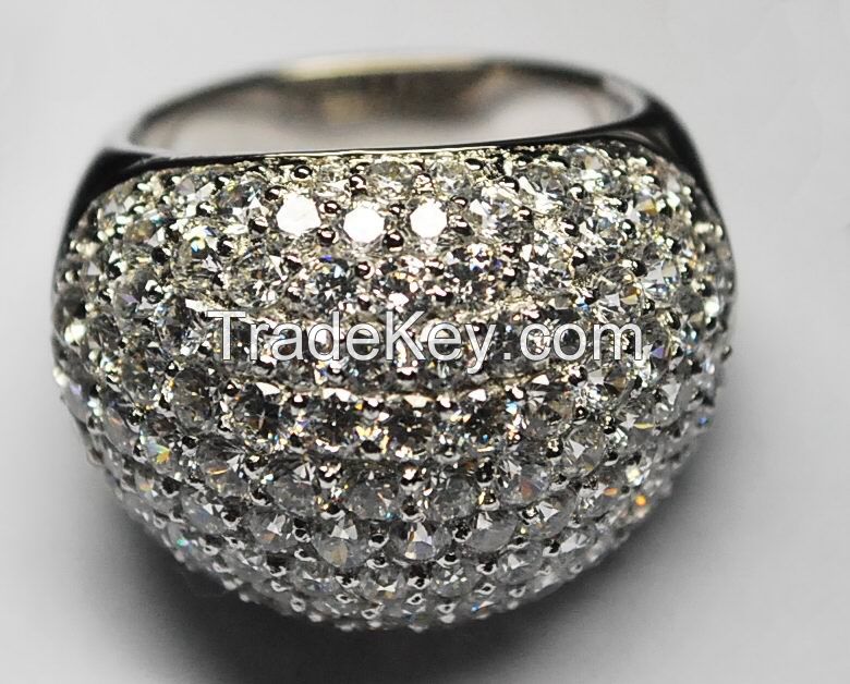 925 silver micro pave setting ring in CZ