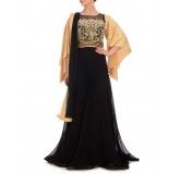 Black Gown with Zari Embroidery