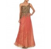 Coral Pink Gown with Embellished Bodice