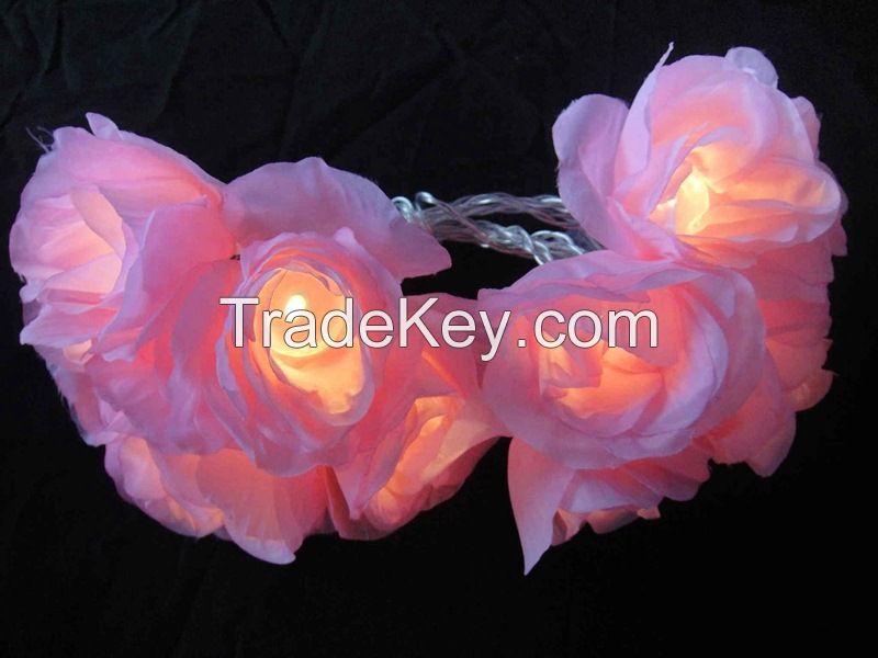 LED floral light rose wedding holiday garland home cloth flower lighti