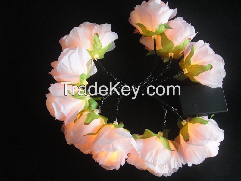 LED floral light rose wedding holiday garland home cloth flower lighti