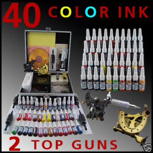 Tattoo Kit 2 Machine Guns Power Supply Needles 40 Inks