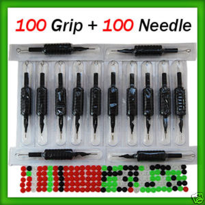 Tattoo Supply 100 Disposable Needles & Suited Tube Grip