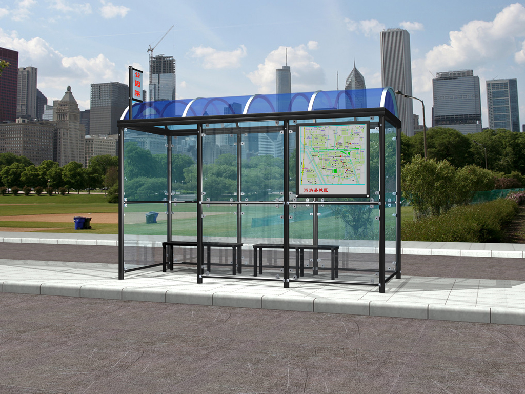 Outdoor Bus shelter With Laminated Glass
