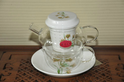 winter glass tea set