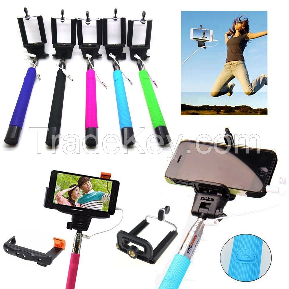 Outdoor Audio Cable Take Pole Wired Remote Control Shooting Shutter Monopod Selfie Extendable Handheld Stick for iPhone 6, iPhone 6 Plus, iPhone 5 5s 5c, iPhone 4 4s, Samsung S3 S4 S5, Samsung Note 2 Note 3 Note 4, HTC One M7 M8, Google Nexus 4 5, LG G2,