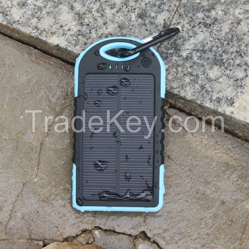 2015 new design popular hotsell 5000mah solar charger for outdoor and sports