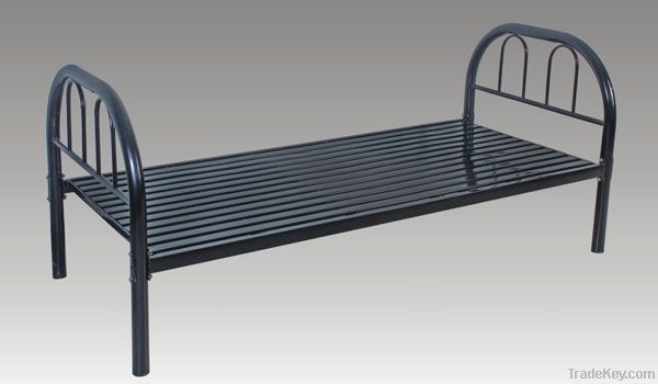 metal single bed, with plate base