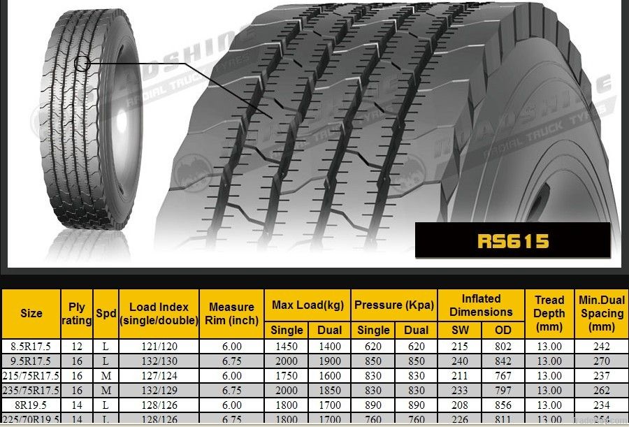 TBR tyres, 275/80R22.5