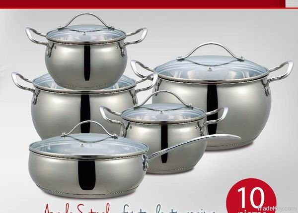 stainless steel casserole ceramic inside with glass lid 201material