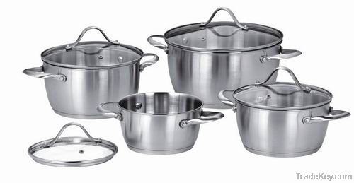 8pcs stainless steel cookware set  casserole with ceramic or noo-stick