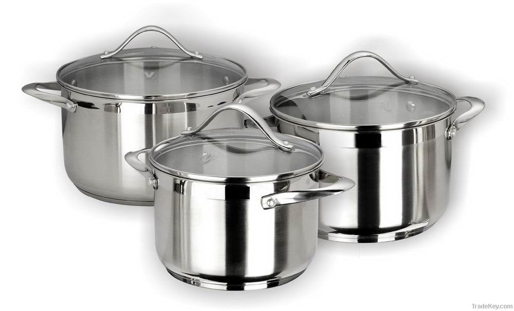 6pcs stainless steel cookware set  casserole with ceramic or noo-stick