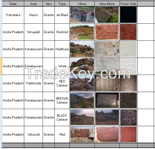 Indian Granite Best quality Row Blocks and polished Salbs