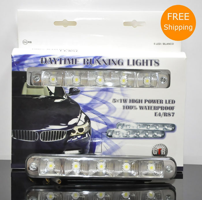 LED daytime running light DRLs 1 X 5W high power LED 100% waterproof