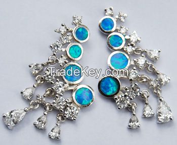 925 sterling silver opal jewelry earing E13