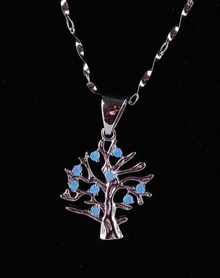 silver opal The tree of life pendant