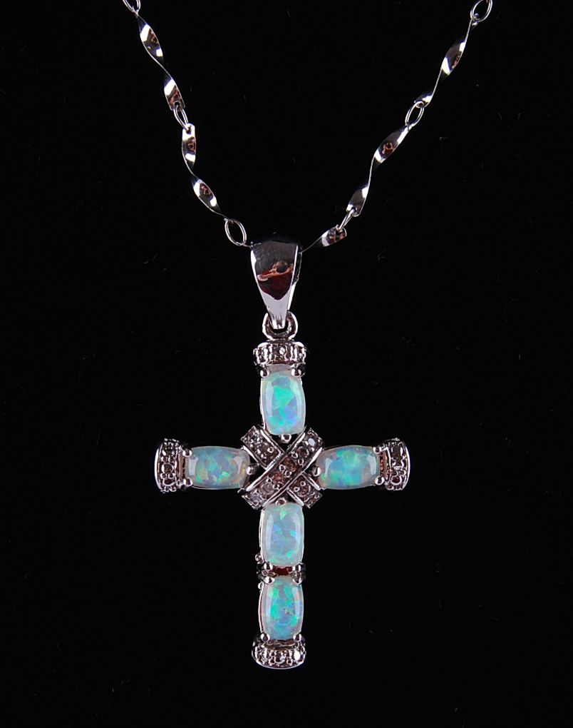 opal cross pendant P77