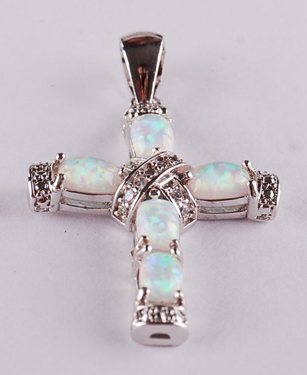 opal cross pendant P77